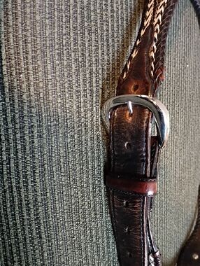 Tony Lama Brown Braided Leather Men’s Belt with Silver Buckle 40 In
